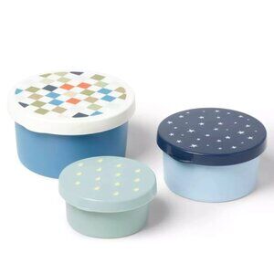 PILLOWFORT Kids 3pk Single Wall Stainless Steel Round Snack Boxes Containers NEW
